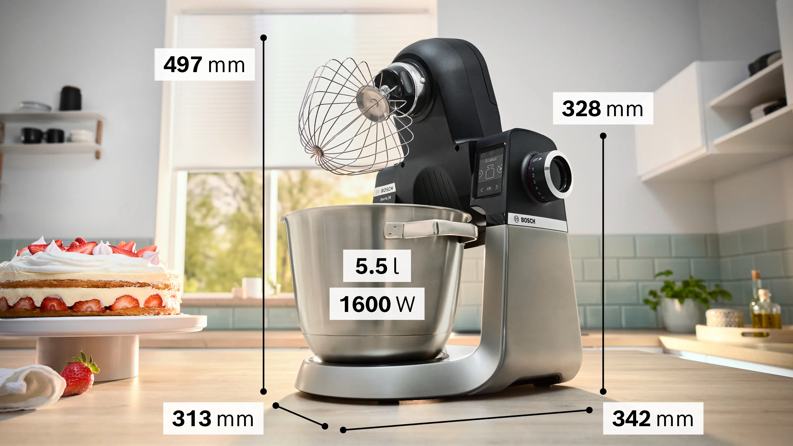 Series 6 Kitchen Machine with Scale 1600 W Black, Stainless Steel - صورة 3