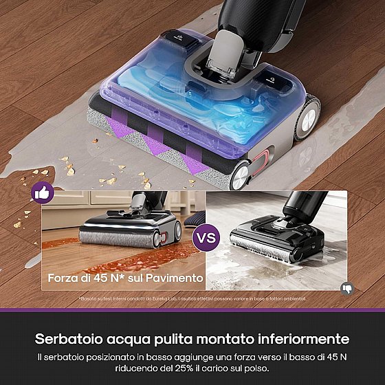 مكنسة وممسحة أرضيات ذكية لاسلكية وقابلة للشحن EUREKA FloorShine موديل NEW880BK. - صورة 2