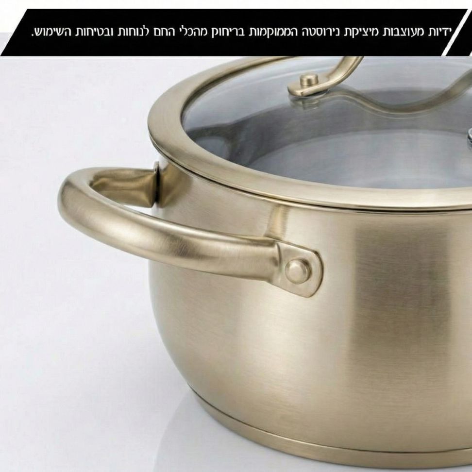 סט בישול 6 חלקים זהב סירים 18/22/26 ס"מ BELLA מבית Food - صورة 5