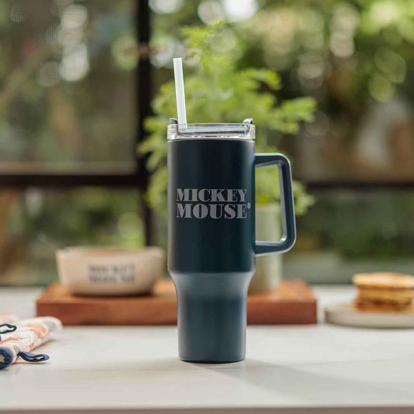 Mickey Mouse TO GO Stainless Steel Cup with Straw 1.1 Liter - Mickey & Minnie - صورة 2