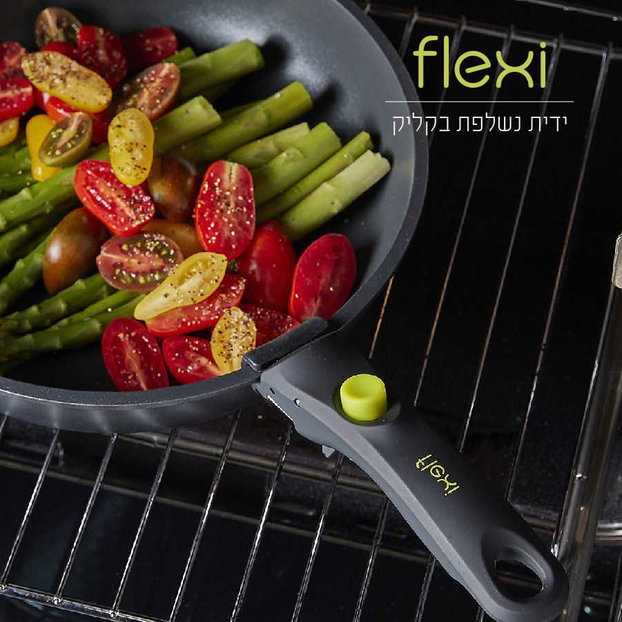סט סירים 11 חלקים עם 2 ידיות נשלפות - FLEXI בשילוב ירוק ליים מבית Food appeal