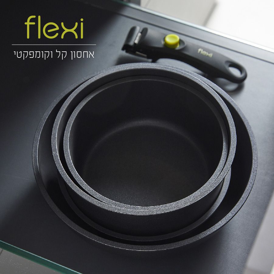 סט סירים 11 חלקים עם 2 ידיות נשלפות - FLEXI בשילוב ירוק ליים מבית Food appeal