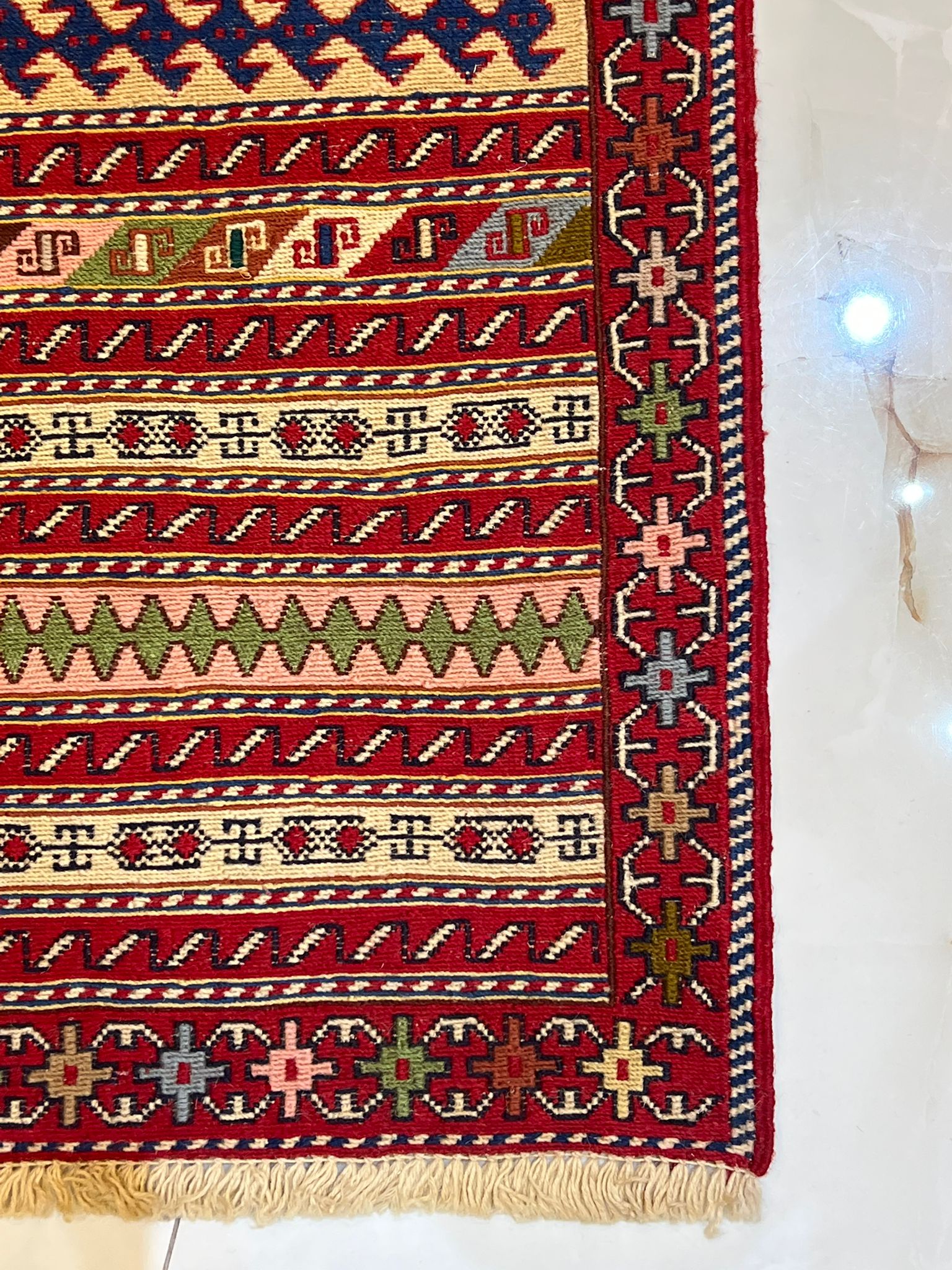 سجادة كليم فارسية مصنوعة يدويًا من الصوف السماق | ٥٠×٢٠٠ سم أو نصف الحجم ٥٠×١٠٠ سم - صورة 4