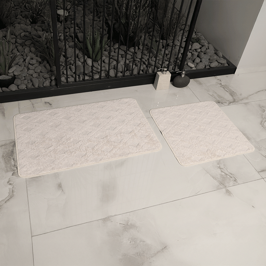 طقم دواسات حمام قطعتين 60×100 سم ناعمة وماصة للماء للحمام - Havan - صورة 5