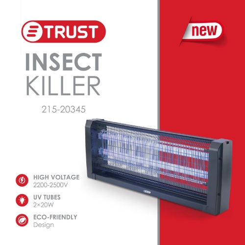 Trust صاعق حشرات – جهد عالي 2200–2500 فولت | أنبوبين UV بقوة 20 واط - صورة 3