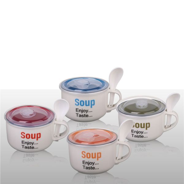 Porcelain soup mug - random color - صورة 3