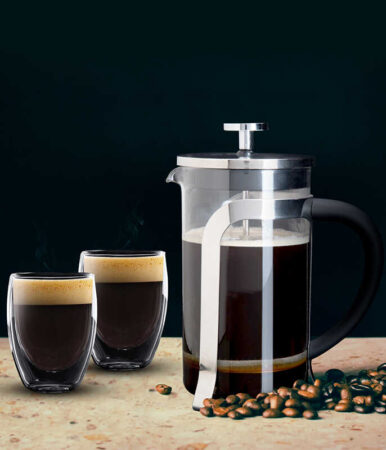 Fancy coffee case - French press 350 ml + a pair of double-walled espresso cups 150 ml