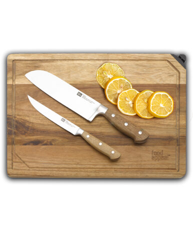 Wood Cutting Board + Knives