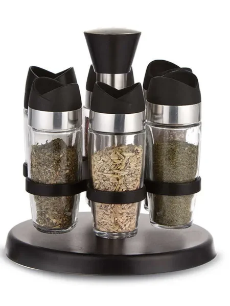 Rotating spice rack 6 jars 100 ml Mint model