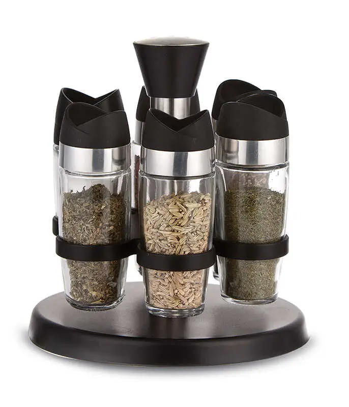 Rotating spice rack 6 jars 100 ml Mint model