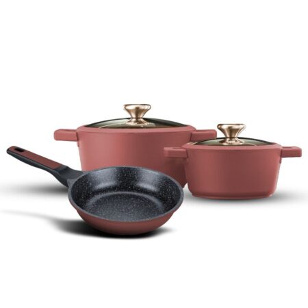 5-Piece Cookware Set – Pots 20/24 cm, 24 cm Frying Pan – BLACKBERRY SPICES COLLECTION – Cinnamon