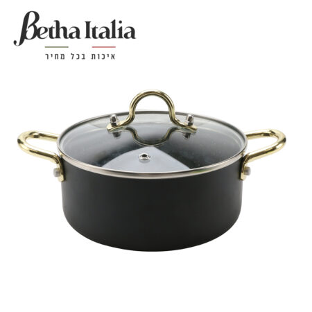 حجم القدر 14 سم، مقابض ذهبية