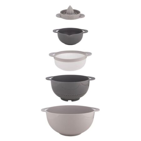 Bowl, strainer and juicer set