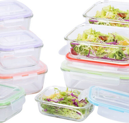 XENON 12 Glass Storage Containers with Lids, Total 24 Pieces