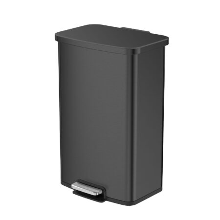 Square 50 liter TITUS matte black trash can from EKO with inner bin