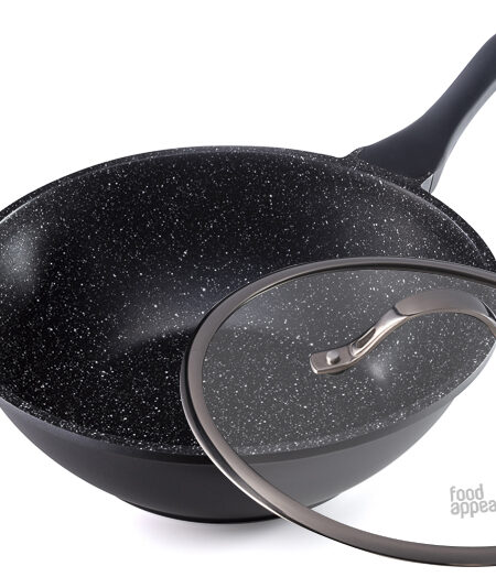 ווק עם מכסה 30 ס"מ BLACK MARBLE