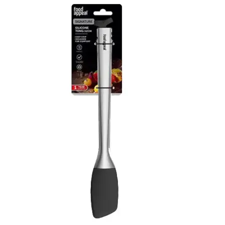 High quality stainless steel spring tongs with silicone head 32 cm SIGNATURE