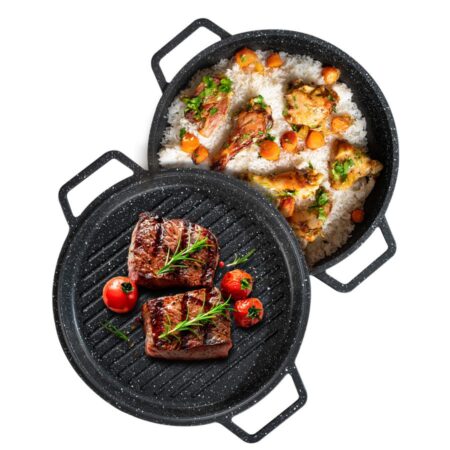 Roaster pot 24 cm, 4.4 liters with dual-use lid BLACK MARBLE