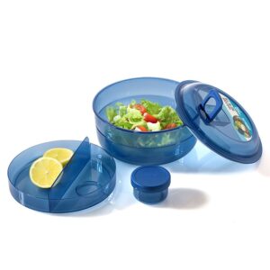 Round Salad Lunch Box 1.8 L Blue Smash by Food Appeal / Adult / Microwave