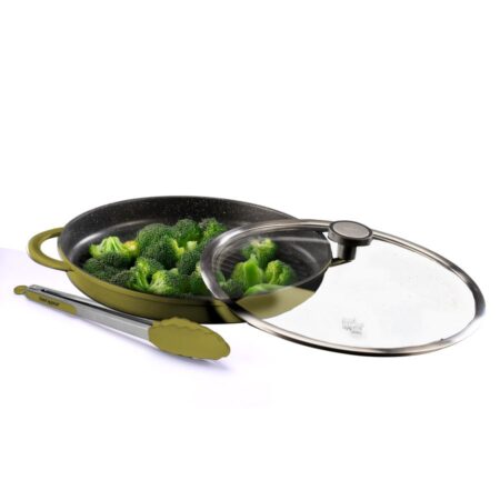 صينية شواء دائرية بغطاء زجاجي 30 سم