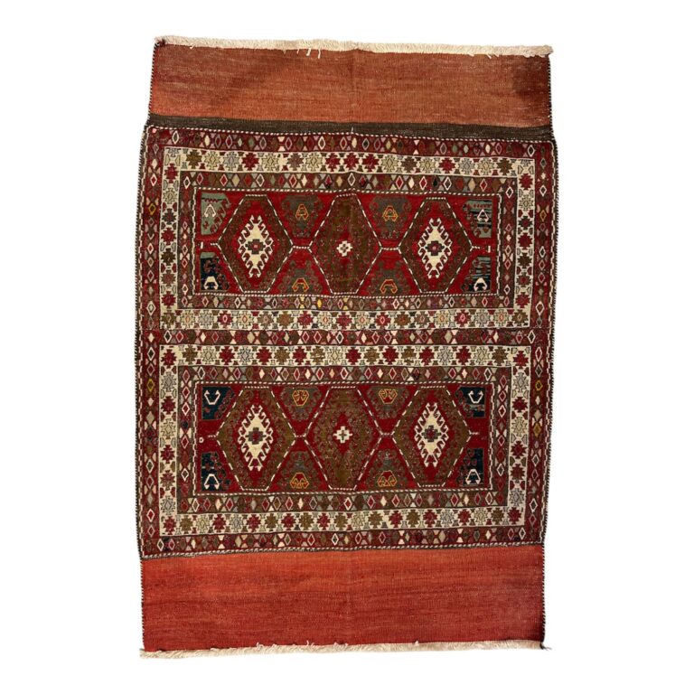 Luxury Wool-Silk Rug 120x172 cm – Antique Abstract Elegance in Earth & Classic Tones