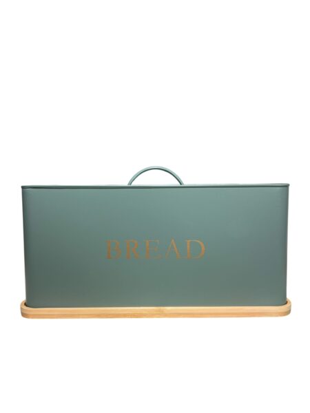 Kitchen storage box set with bamboo lid - 5 pcs - jar for tea, coffee, sugar, bread and cookies - green