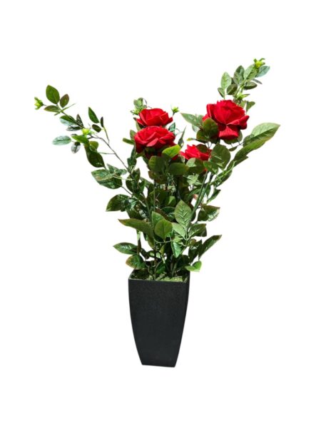Artificial Red Rose Flower Plant in Pot