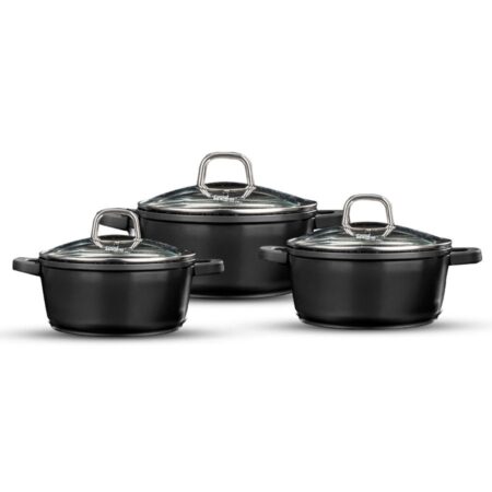 Набор из 6 кухонной посуды из чёрного мрамора