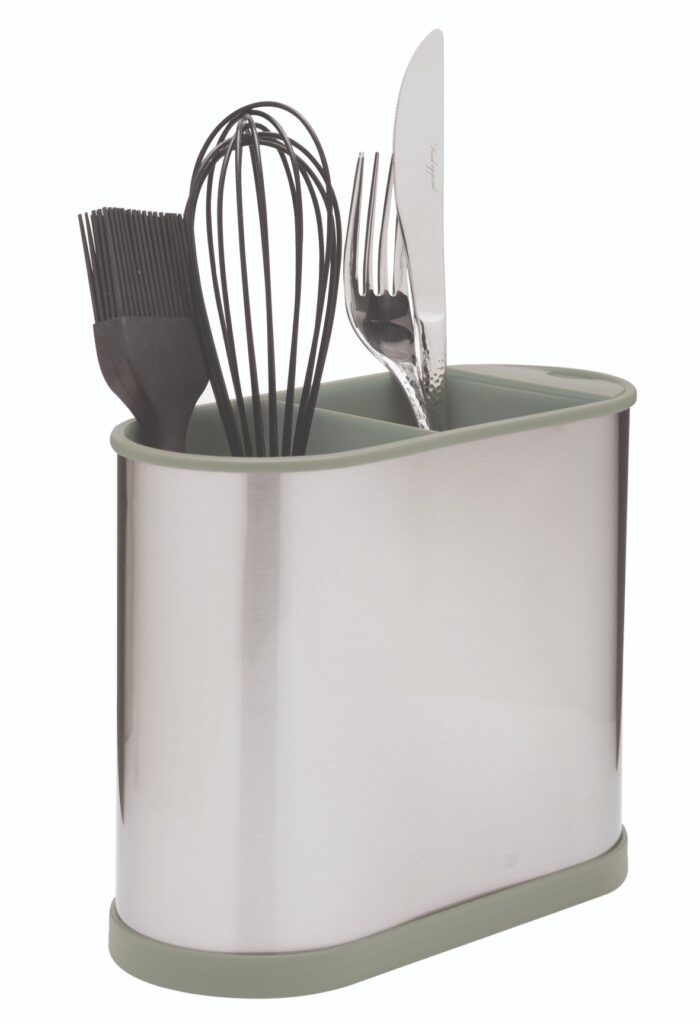 حامل أدوات المطبخ البيضاوي المصنوع من الفولاذ المقاوم للصدأ