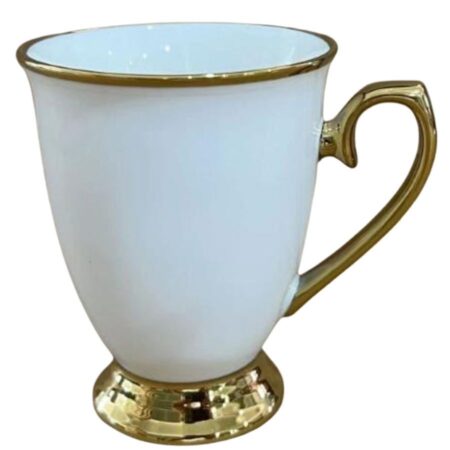 Белый/золотой фарфоровый магазин с ножкой 300 мл JULIETTE золотая ручка от BeitL