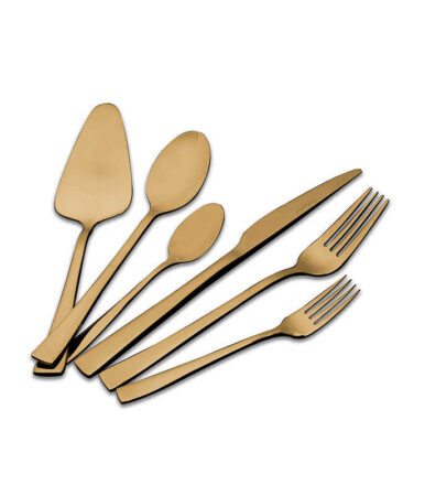 Crystalin Flat Gold 61 Piece Luxury Cutlery Set