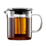 إبريق شاي زجاجي مربع سعة 1100 مل مع مصفاة من الفولاذ المقاوم للصدأ للنقع هانوي