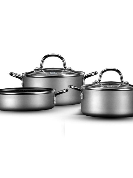 5-piece set - 14cm pot, 16cm pot, 16cm everyday storage + metallic silver mini