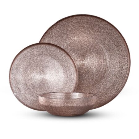 Food set 18 pieces GLAMOUR glass Rose Gold
