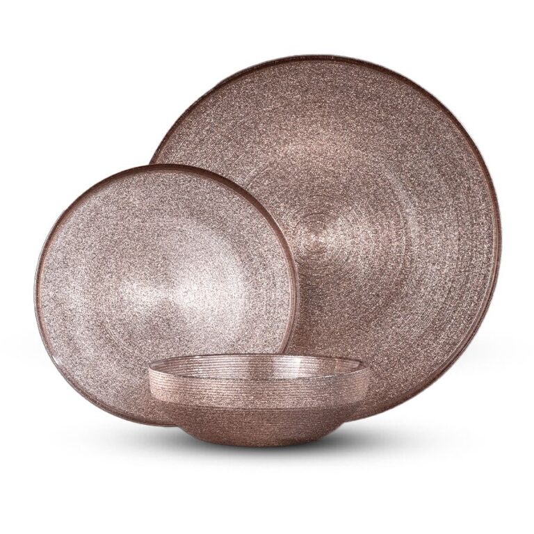 Food set 18 pieces GLAMOUR glass Rose Gold