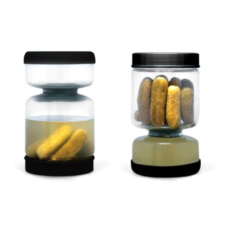 جرة الساعة الرملية للمخللات والزيتون، زجاج أسود