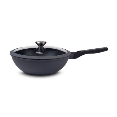 30 cm wok with lid, 4.9 litre BLACKBERRY dark grey