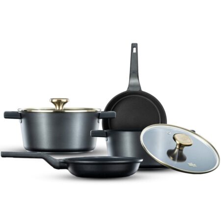 6-piece cookware set - 20/24 cm saucepan, 20/24 cm frying pan, ARISTO champagne handle