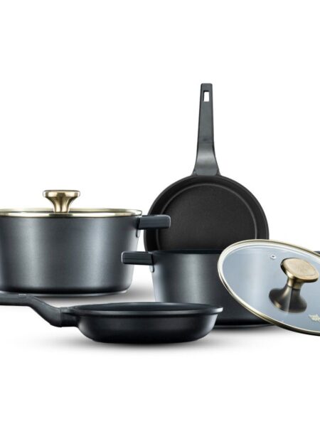 מארז כלי בישול 6 חלקים - סיר 20/24, מחבת 20/24 ס"מ ARISTO ידית שמפנייה