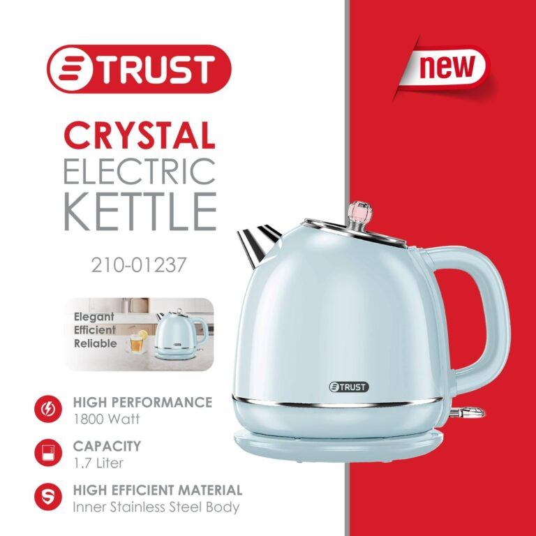 Кристальный электрический чайник Trust 1800 Вт – светло-голубой