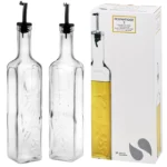 Pasabahce 2 x 500ml Tall Glass Olive Oil Vinegar Dispenser Bottle w/Metal Pourer