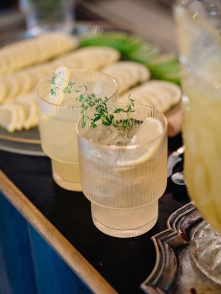 סט 6 כוסות 350 מ"ל ASTER זכוכית פס זהב