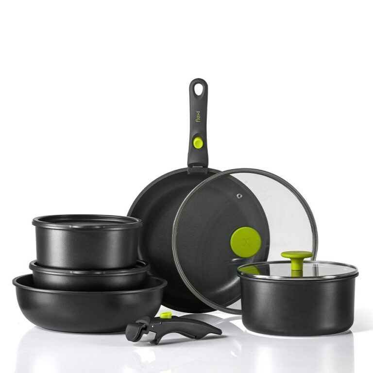 Набор из 11 кастрюль с 2 съемными ручками - FLEXI в сочетании с лаймово-зеленым от Food Appeal