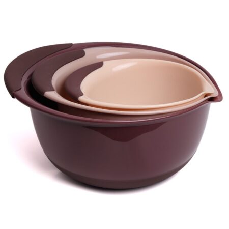 Set of 3 plastic mixing bowls 21 cm + 26 cm +31 cm with silicone base Sahara Cook Joy
