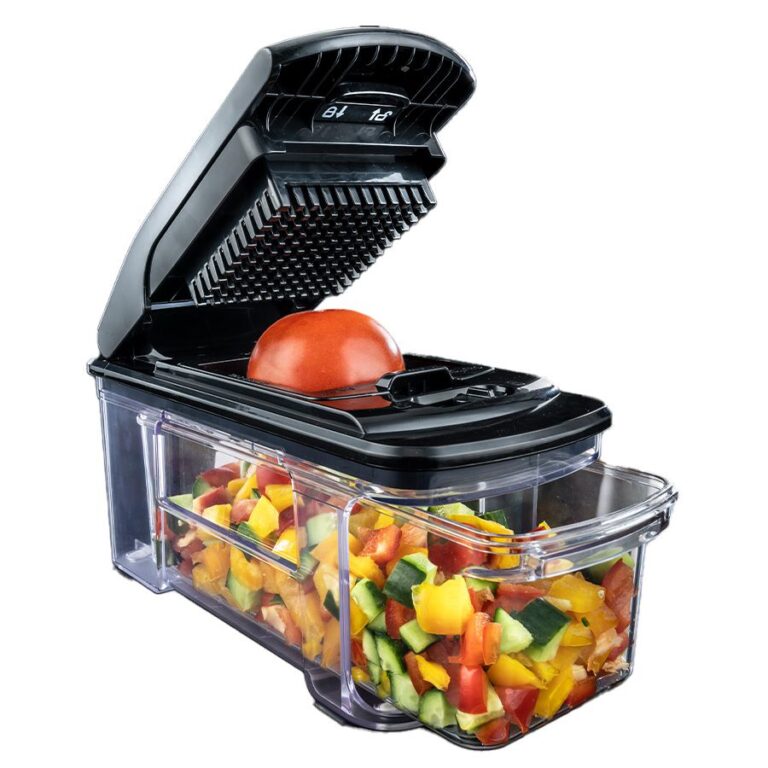 Измельчитель овощей и фруктов CUBE MASTER PRO с 2 лезвиями и черно-золотым ящиком