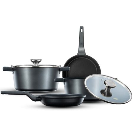 6-piece cookware set - 20/24 pot, 20/24 cm pan ARISTO silver handle