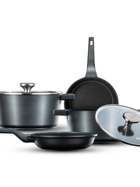 מארז כלי בישול 6 חלקים - סיר 20/24, מחבת 20/24 ס"מ ARISTO ידית כסף