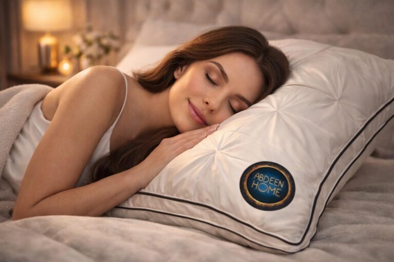 כרית יוקרתית עם כיסוי כותנה 100% ומילוי פלומת יען רכה