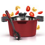 Multi-purpose 24 cm pasta pot, 4.7 liters, with serving spoon, BLACK MARBLE Rosa by Food Appeal