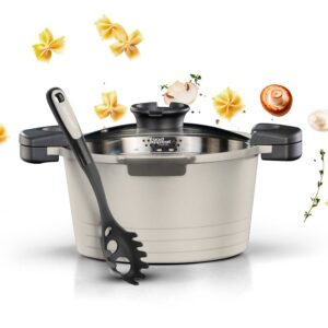 Multi-purpose 24 cm pasta pot 4.7 liters with serving spoon BLACK MARBLE Alfredo by Food Appeal